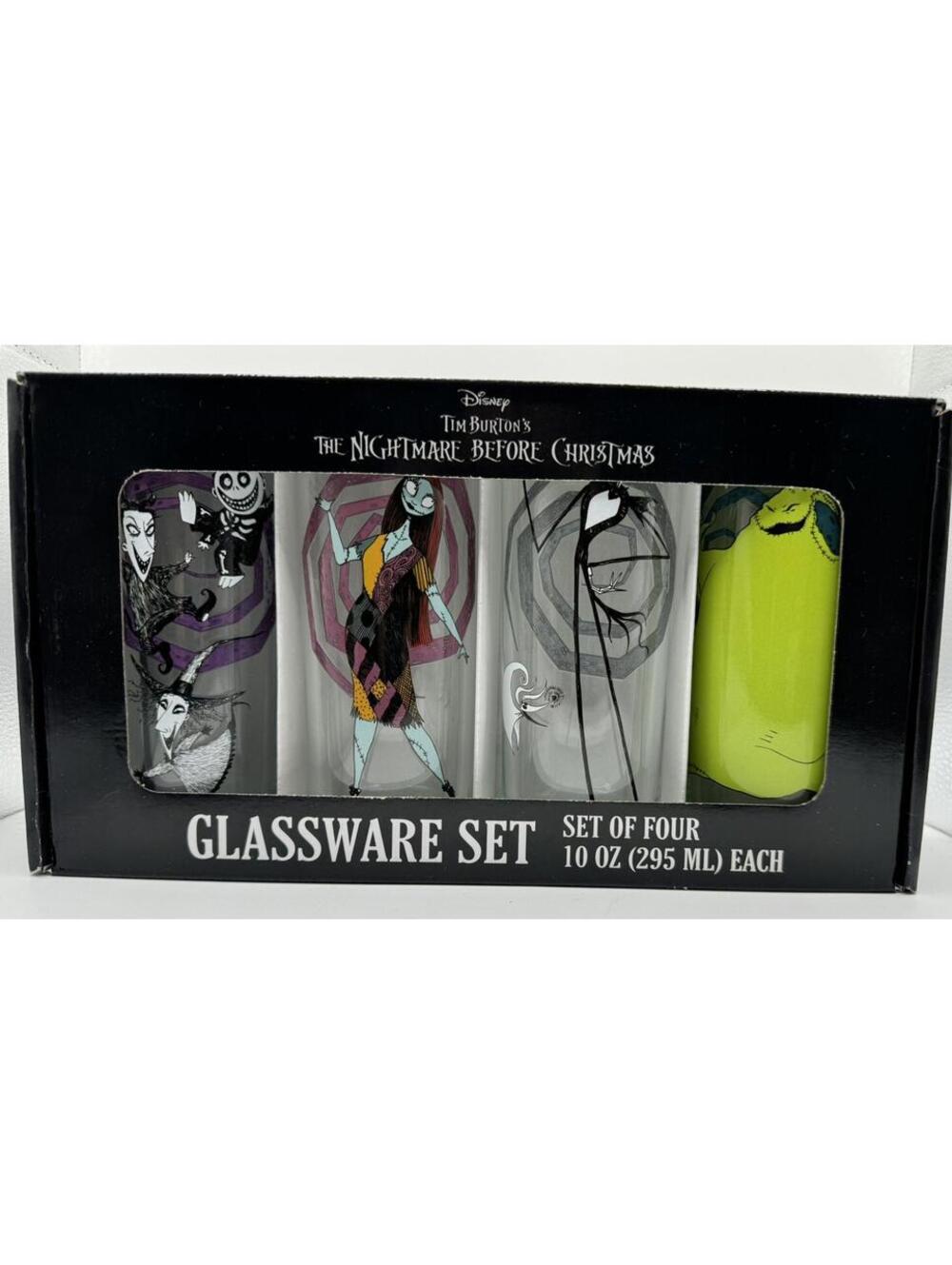 Disney The Nightmare Before Christmas Set Of 4 Glasses Water Color Bright New